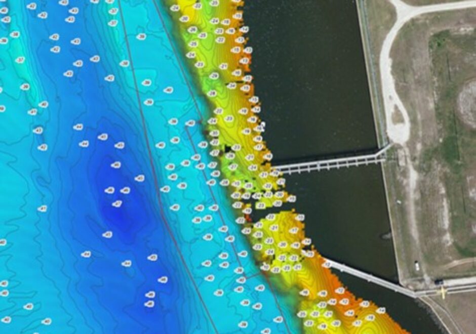 3D image with contour overlay showing success of dredging operations