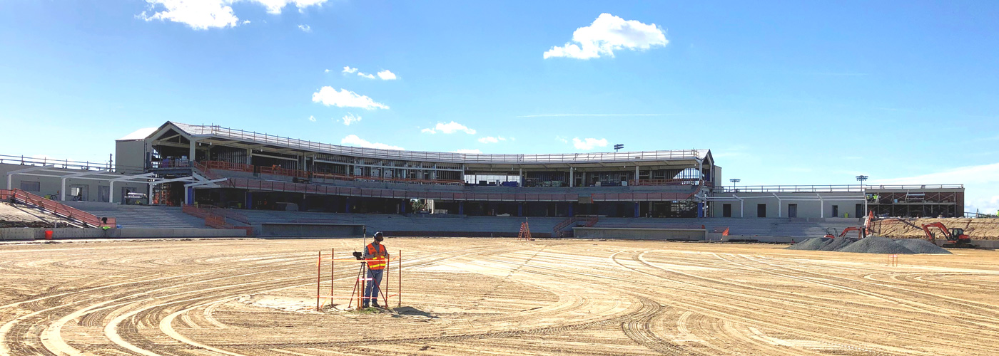 Collecting data for a land survey at the University of Florida Katie Seashole Pressly Stadium